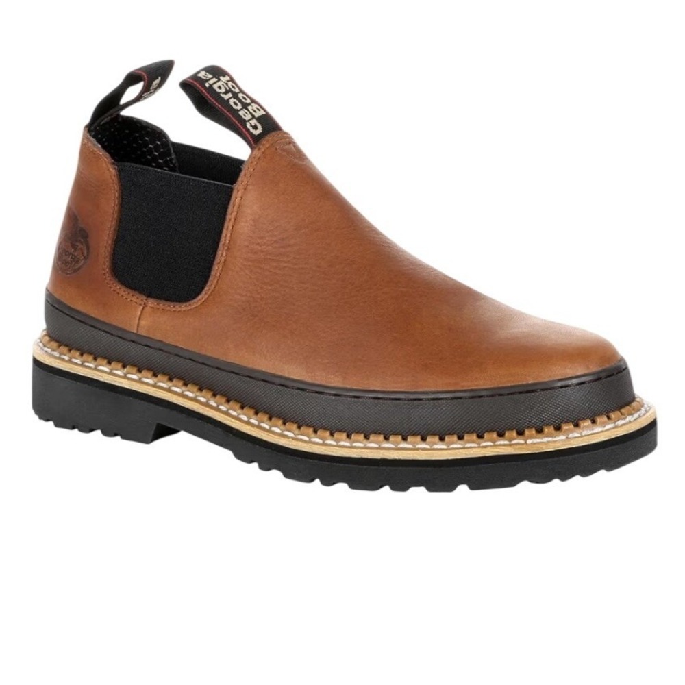Georgia Boot Giant Romeo Mens Tan Brown‎ Leather Slip On Work Shoes Sz 8.5